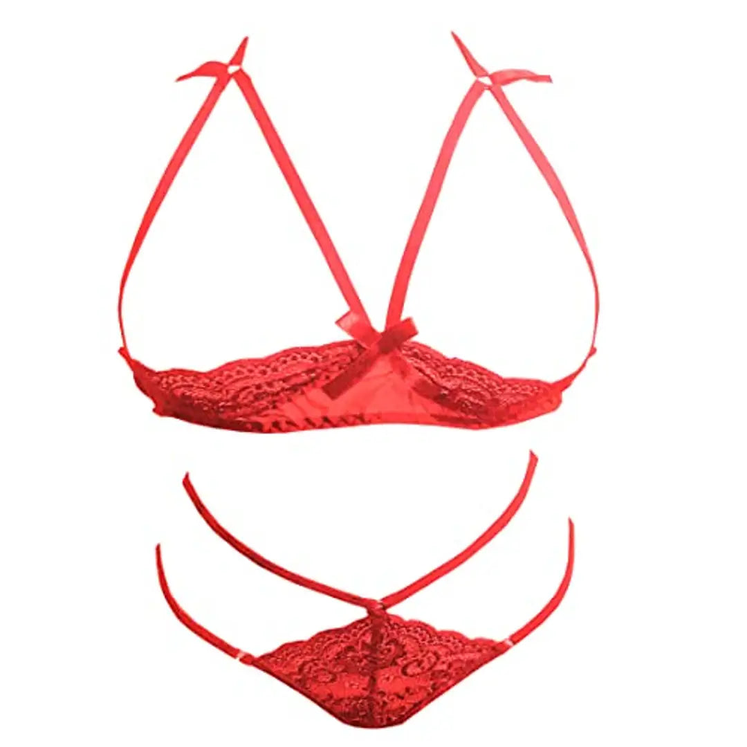 Psychovest Women's Sexy Lace Bra and Panty Lingerie Set free size