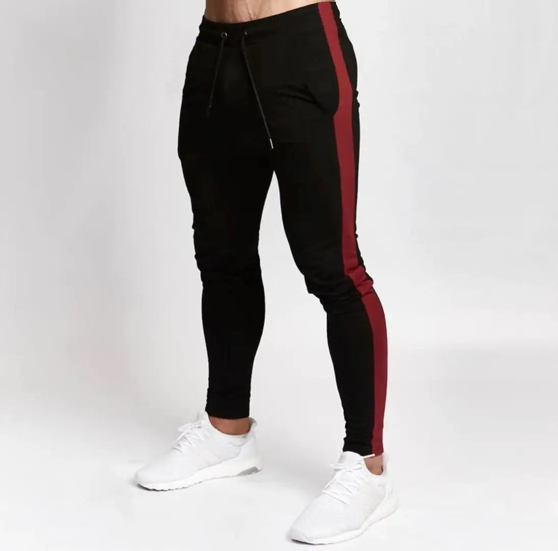 Mens Slim Fit Zipper Casual Jogger Track Pants Sweatpants Gym Activewear  Striped