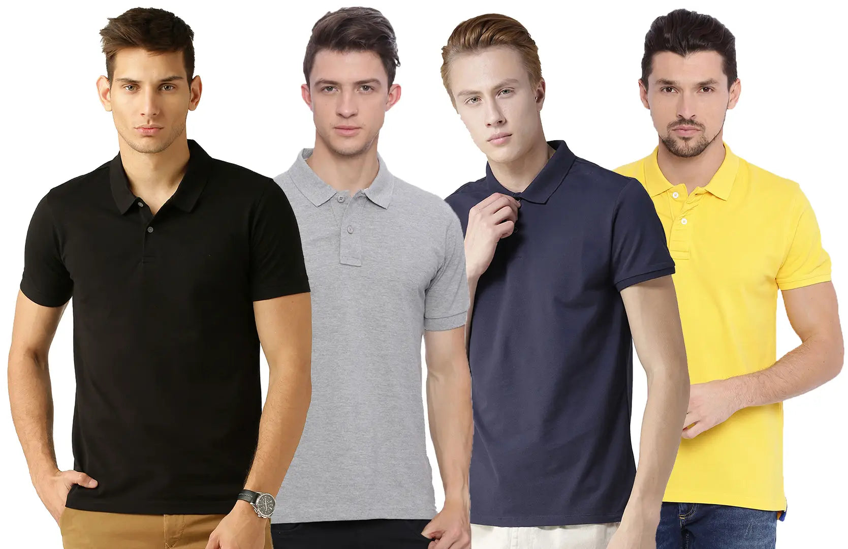 Men's Multicoloured Cotton Blend Solid Polos T-Shirt - Daraz India
