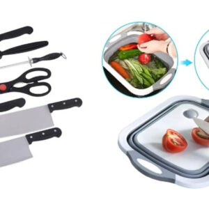 Stainless Steel Kitchen Knife Knives Set with Vegetable Fruit Chopping Board - CMHKN3in1