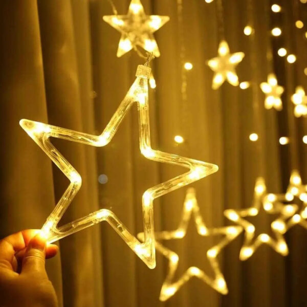 Curtain String Lights  12 Stars 138 LED Window Curtain Lights Star Lights with 8 Flashing Modes Diwali Decoration String Lights for Christmas Wedding Party Home Garden  Warm White