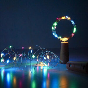 Bottle Lights with Cork  Mini Copper Wire  20 LED Coin Cell Operated String Decorative Fairy Lights  Pack of 2 (Multicolor)