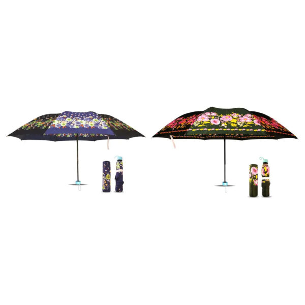 Fancy Modern Women Umbrella Styles Unique Women Umbrella 3-Fold Designer Umbrella Pack Of 2 Umbrella (Blue, Green)