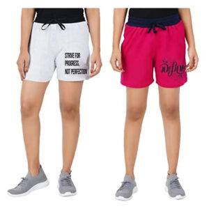 Blacktail Ladies Shorts/Women Shorts/Women Shorts Combo (M, PK-WH)