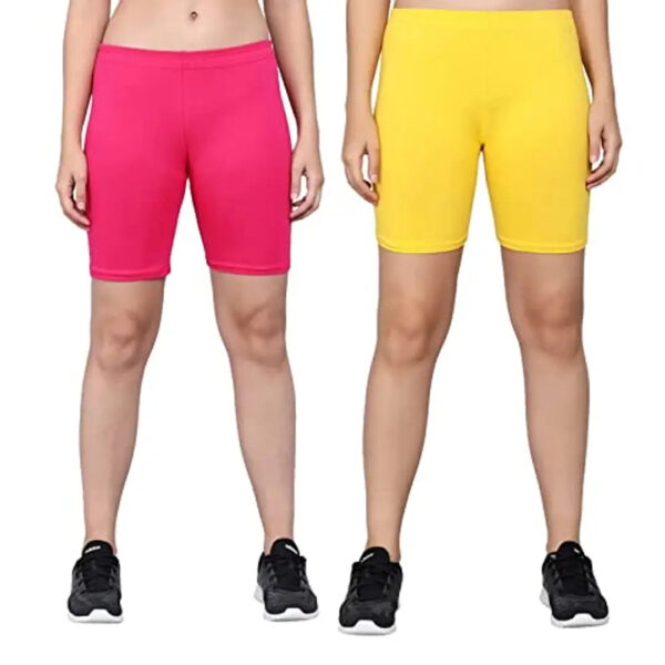 CoreFab Soft Cotton Lycra Shorts for Women (Pack of 2