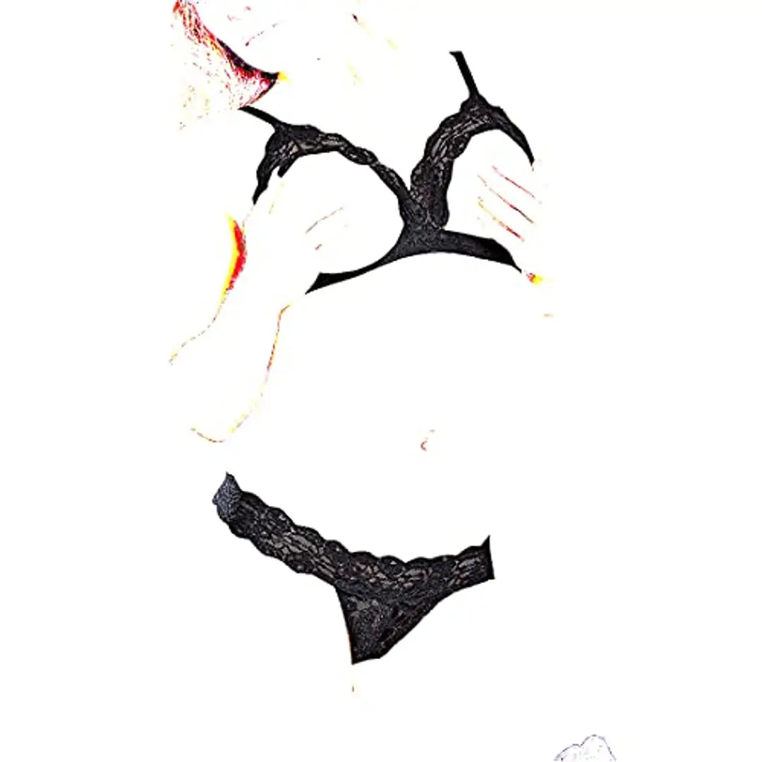 Psychovest Women's Sexy Lace Designer Bra and Panty Lingerie Set