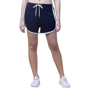 Hive91 Blue Women Gym and Jogging Shorts for Women Made of Cotton Jersey Lycra Fabric(Size-M)