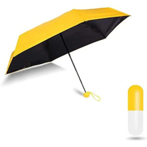 BiTNiX Mini Travel Umbrella for Rain Portable Capsule Umbrella for Kids Fits in Pocket or Purse Lightweight Outdoor Umbrella UV Protection for Men, Women, Kids Umbrella (Yellow)