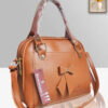 Light orange color leather Style travel friendly handbag For Women