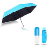 BiTNiX Mini Travel Umbrella for Rain Portable Capsule Umbrella for Kids Fits in Pocket or Purse Lightweight Outdoor Umbrella UV Protection for Men, Women, Kids Umbrella (Blue)