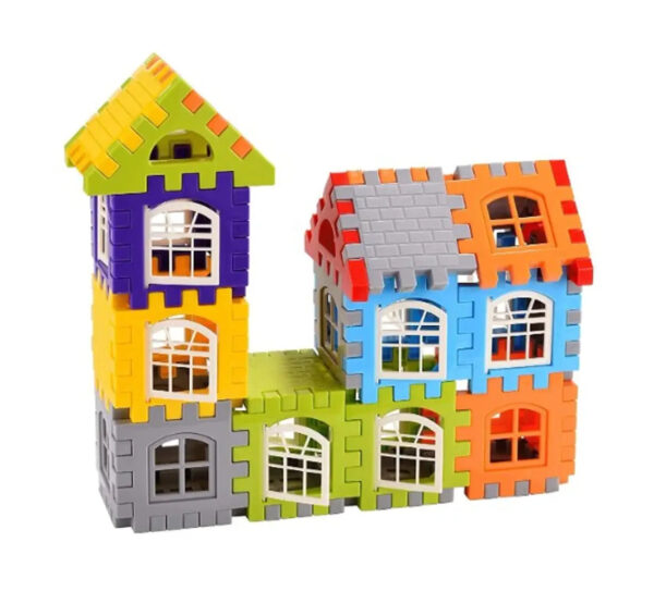 72 Pieces Building Blocks for Kids,Blocks House Building Blocks with Windows, Block Game for Kids (Multicolor) (House Block)