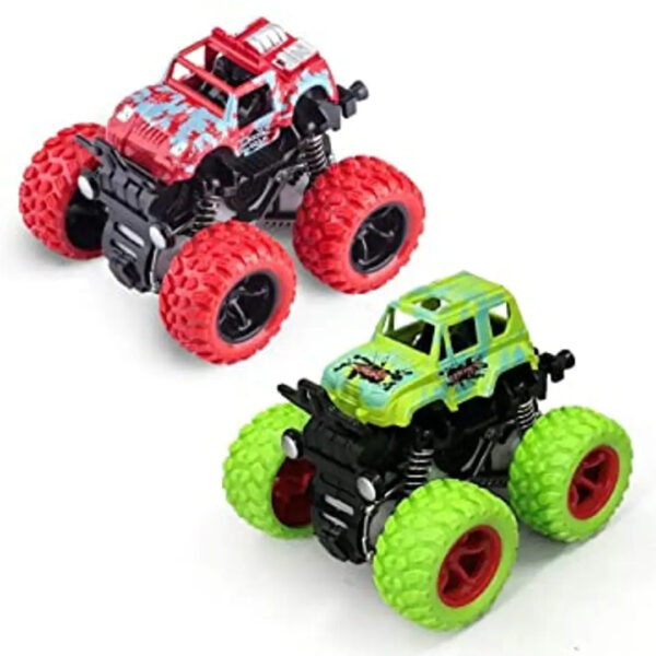 Famous Quality Plastic Mini Monster Truck, Pack of 2, (Multi-Color)