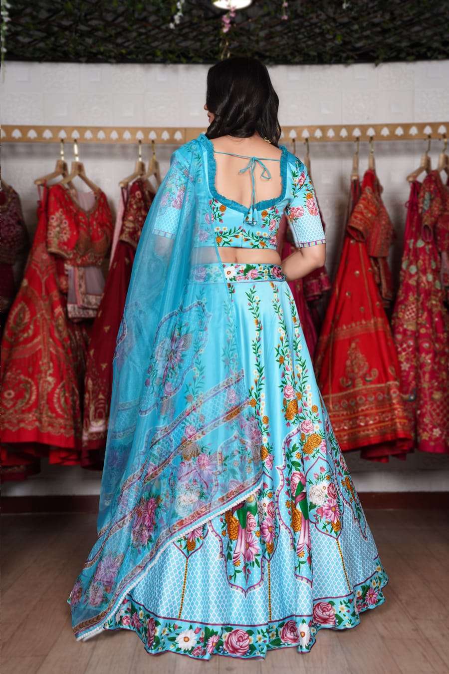 Ravishing Sky Blue Georgette Functional Wear Designer Lehenga Choli Design  – Kaleendi