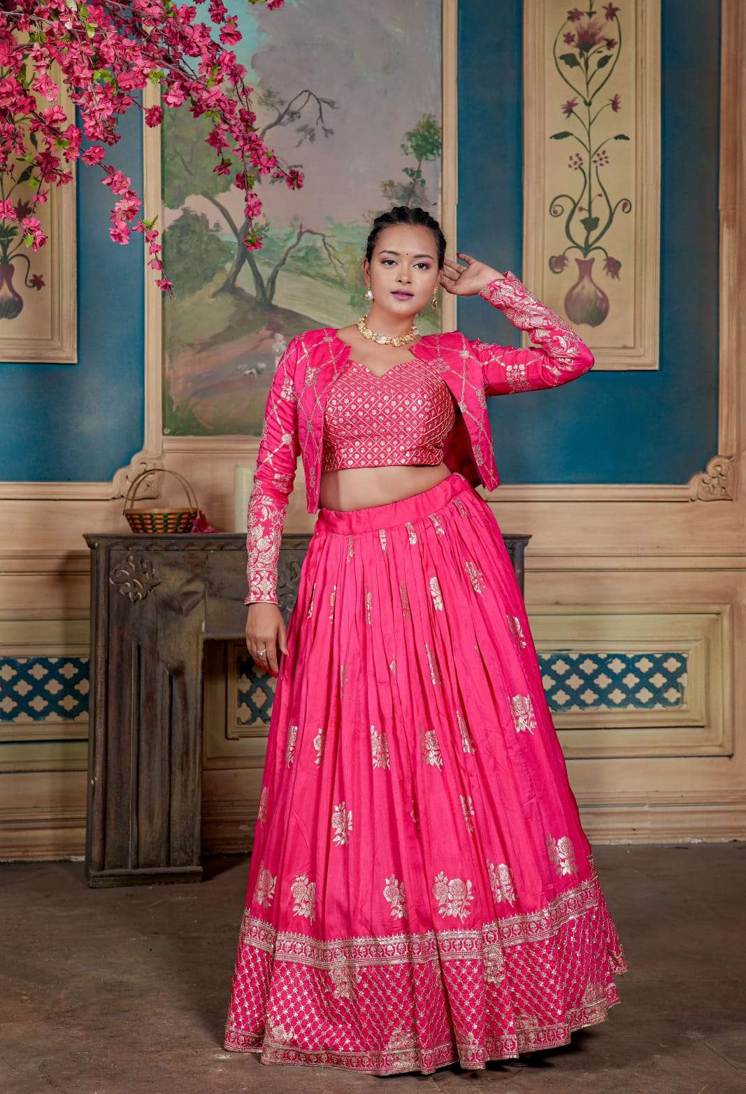 Shop Sangini Chanderi Lehenga Set for Women Online in India at Aachho
