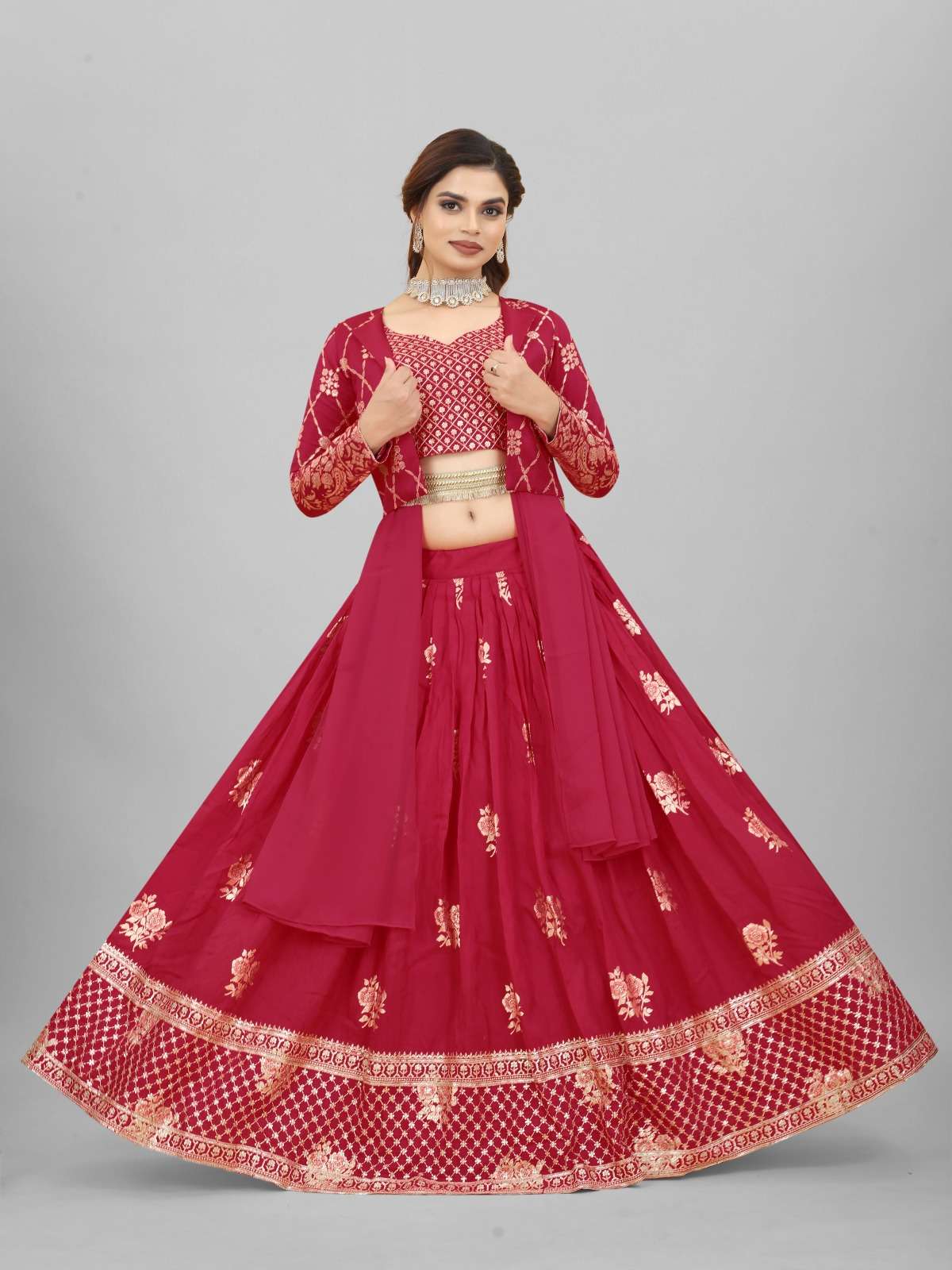 ORGANZA NET WITH PRINTED WITH CAN-CAN 7 MTR FLAIR FULLY STITCHED LEHENGA  CHOLI – Prititrendz