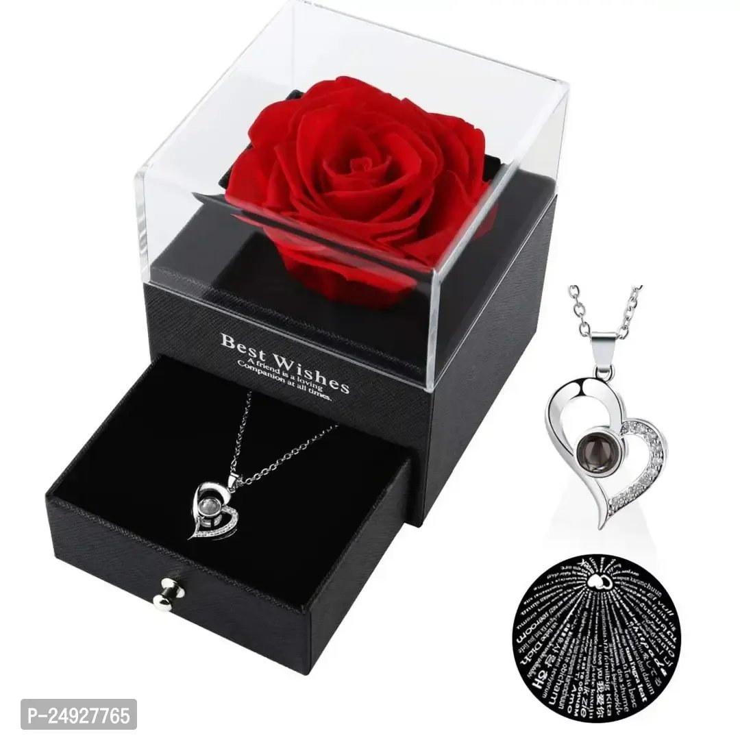 2023 Creative New Valentine's Day Gift Everlasting Flowers Cute Confession  Bear Jewelry Gift Box Birthday Gift For Girlfriend Real Rose Flower Gift  Lncludes Gift Box And Necklace, Holiday Gifts, Girlfriend Gifts, Birthday